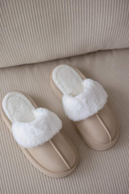 Thick-soled waterproof plush house slippers