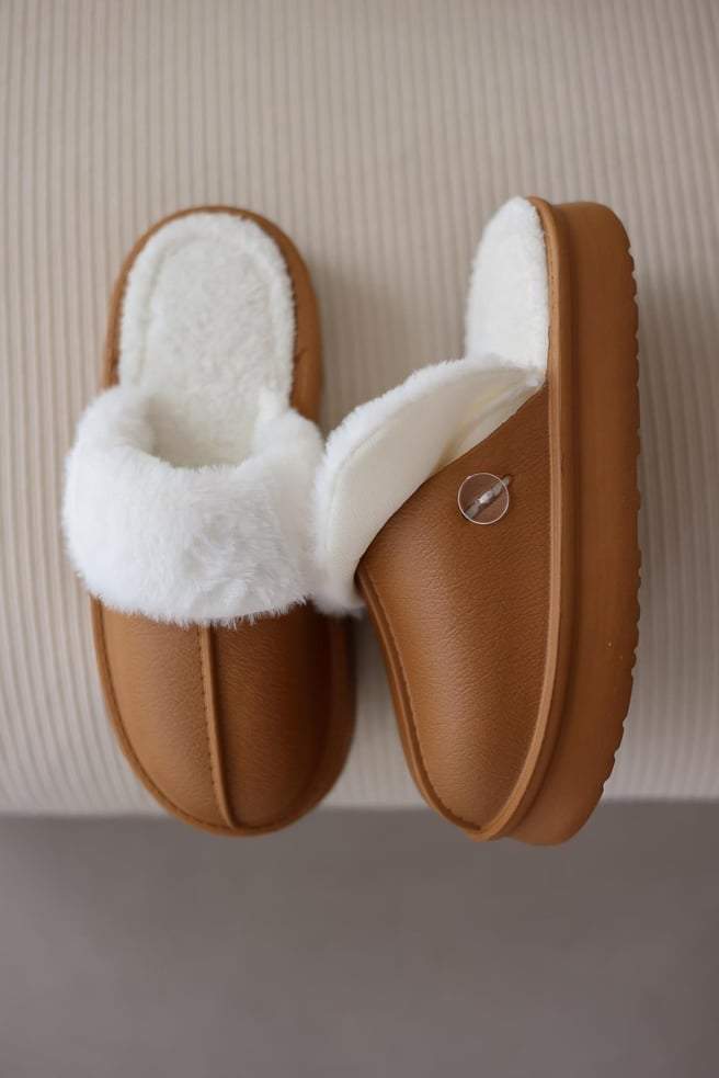 Thick-soled waterproof plush house slippers