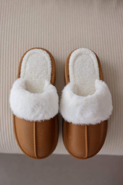 Thick-soled waterproof plush house slippers