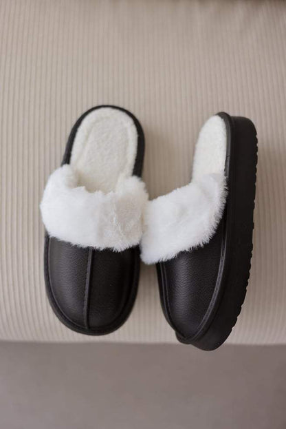 Thick-soled waterproof plush house slippers