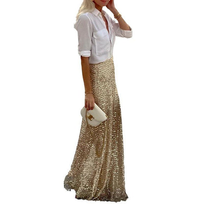 Fashionable evening sequined skirt