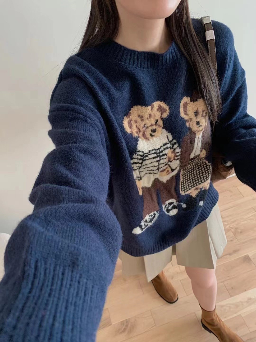 Retro Cartoon Bear Sweater Top