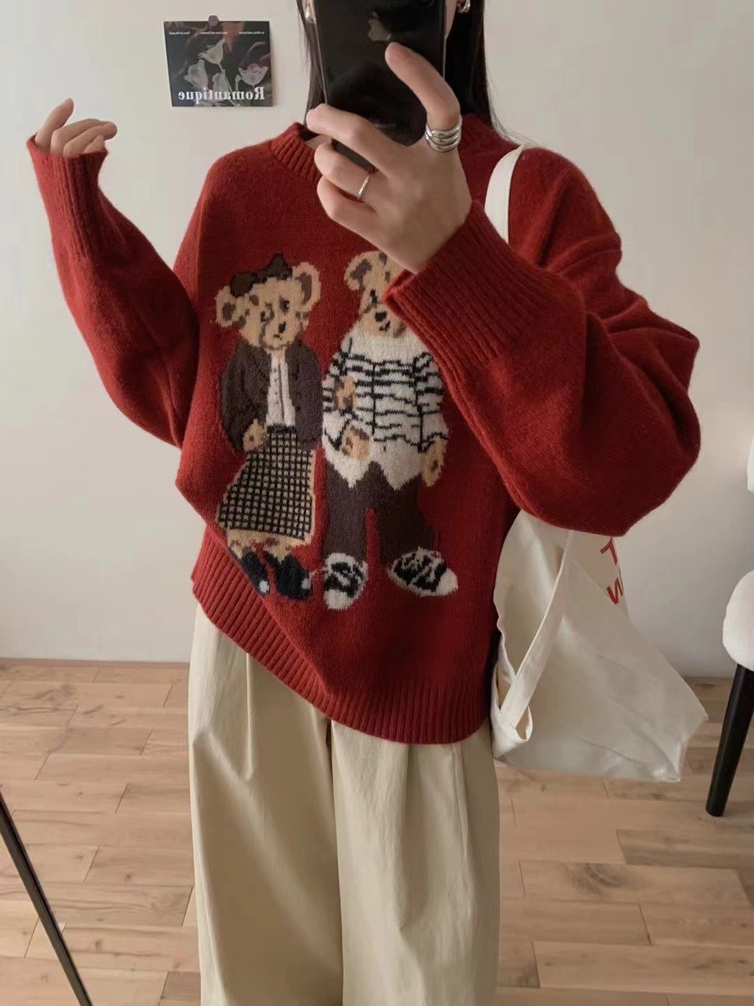 Retro Cartoon Bear Sweater Top