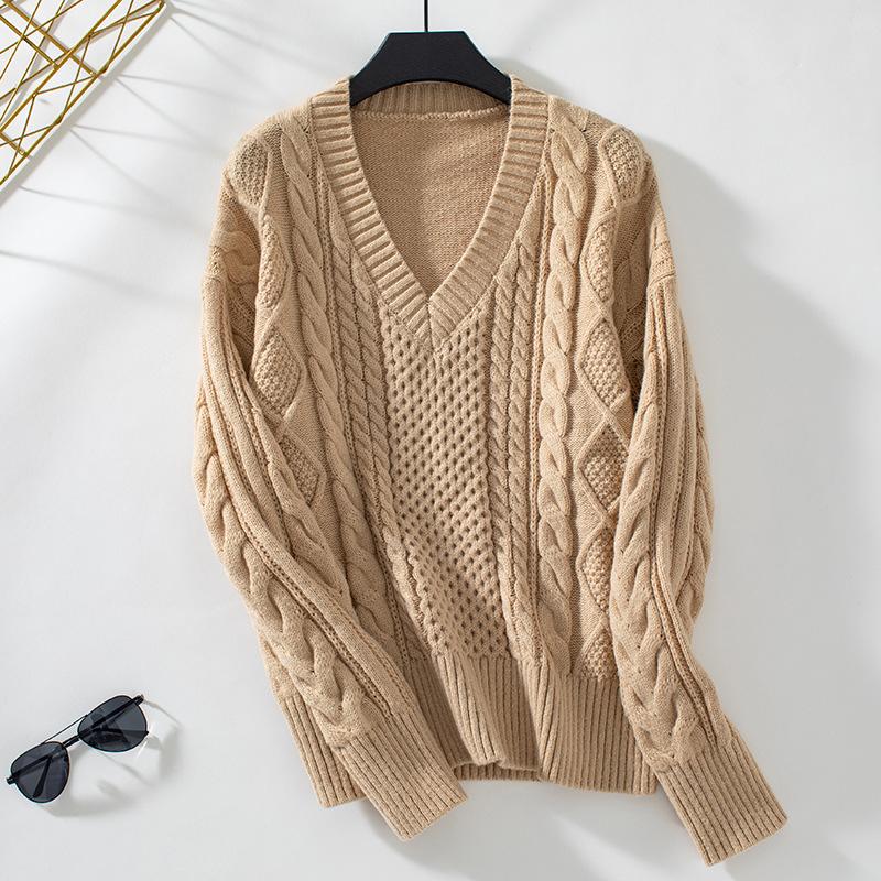 Women's Loose Solid Color Twist Sweater