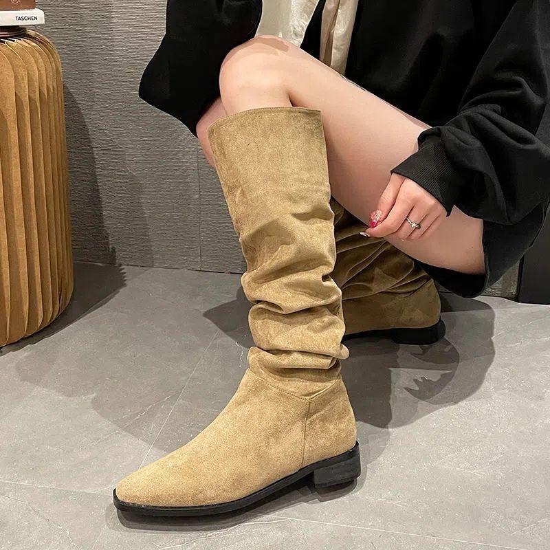 Retro suede high boots