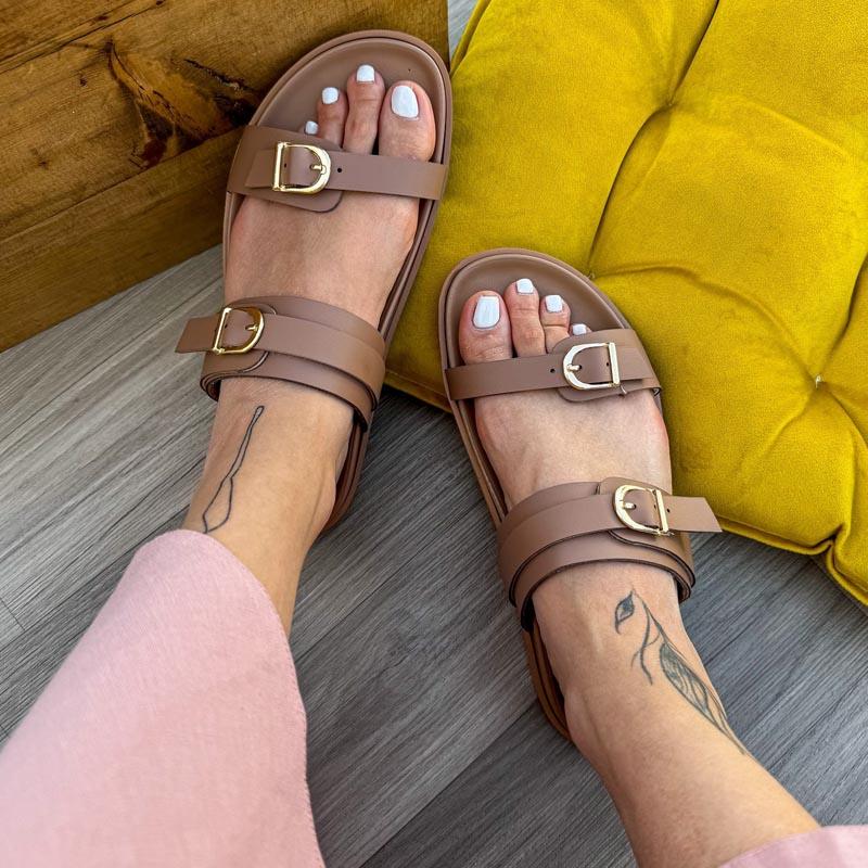 Open-Toe Buckle Beach Casual Flat Sandals