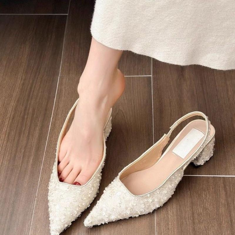 Women's pointed toe sequined sandals