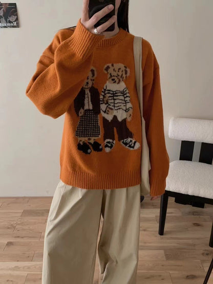 Retro Cartoon Bear Sweater Top