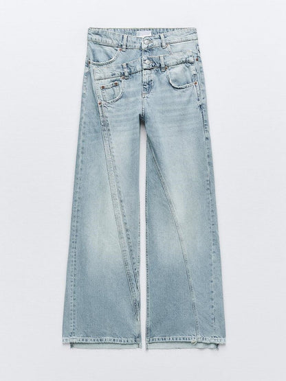 Double Waist High Waist Wide Leg Pants Jeans