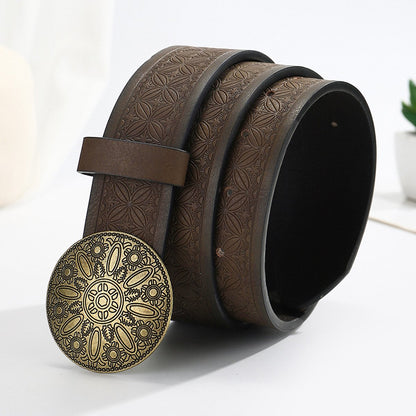 Vintage Round Alloy Engraved Belt