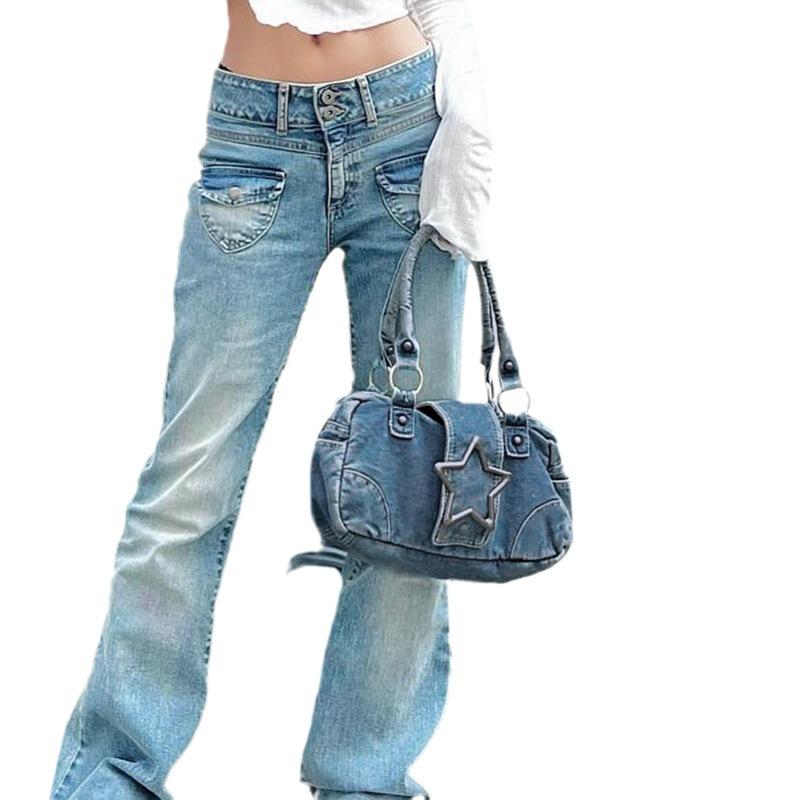 Vintage Denim Boston Underarm Bag