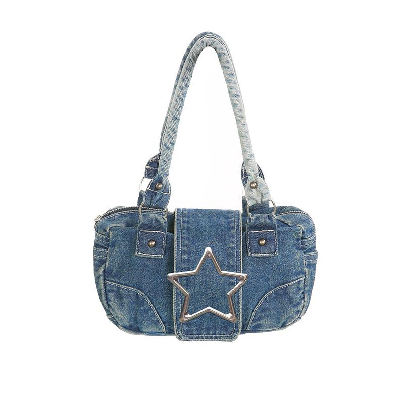 Vintage Denim Boston Underarm Bag