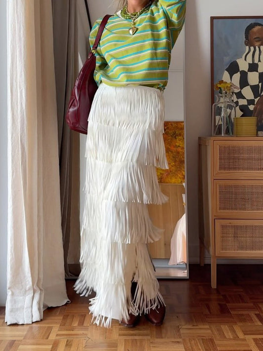 Elegant Fashion Fringed Pencil Skirt