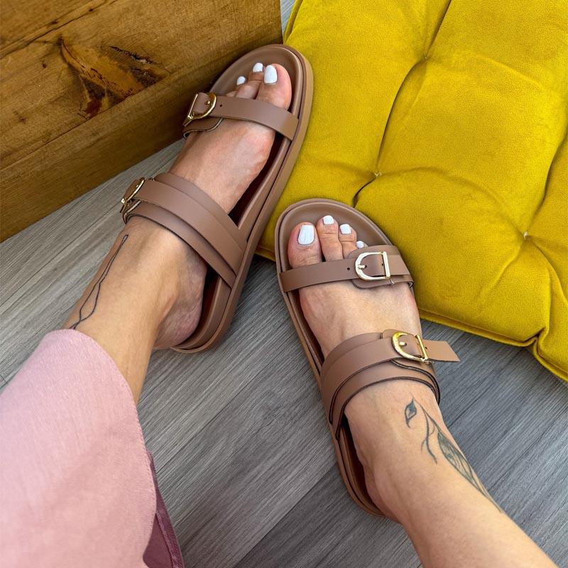 Open-Toe Buckle Beach Casual Flat Sandals