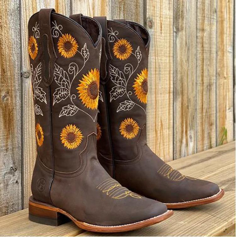 Daisy embroidered martin boots