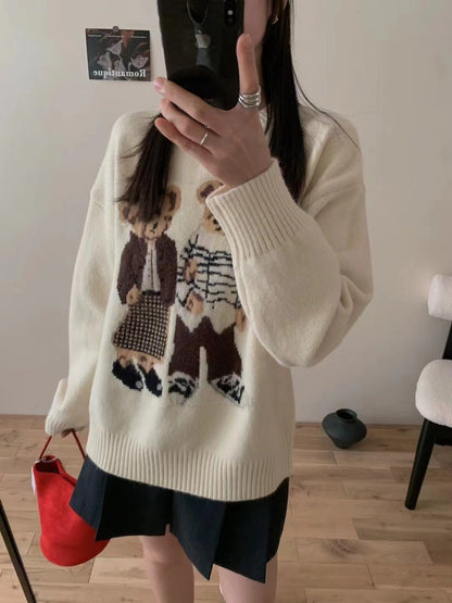 Retro Cartoon Bear Sweater Top