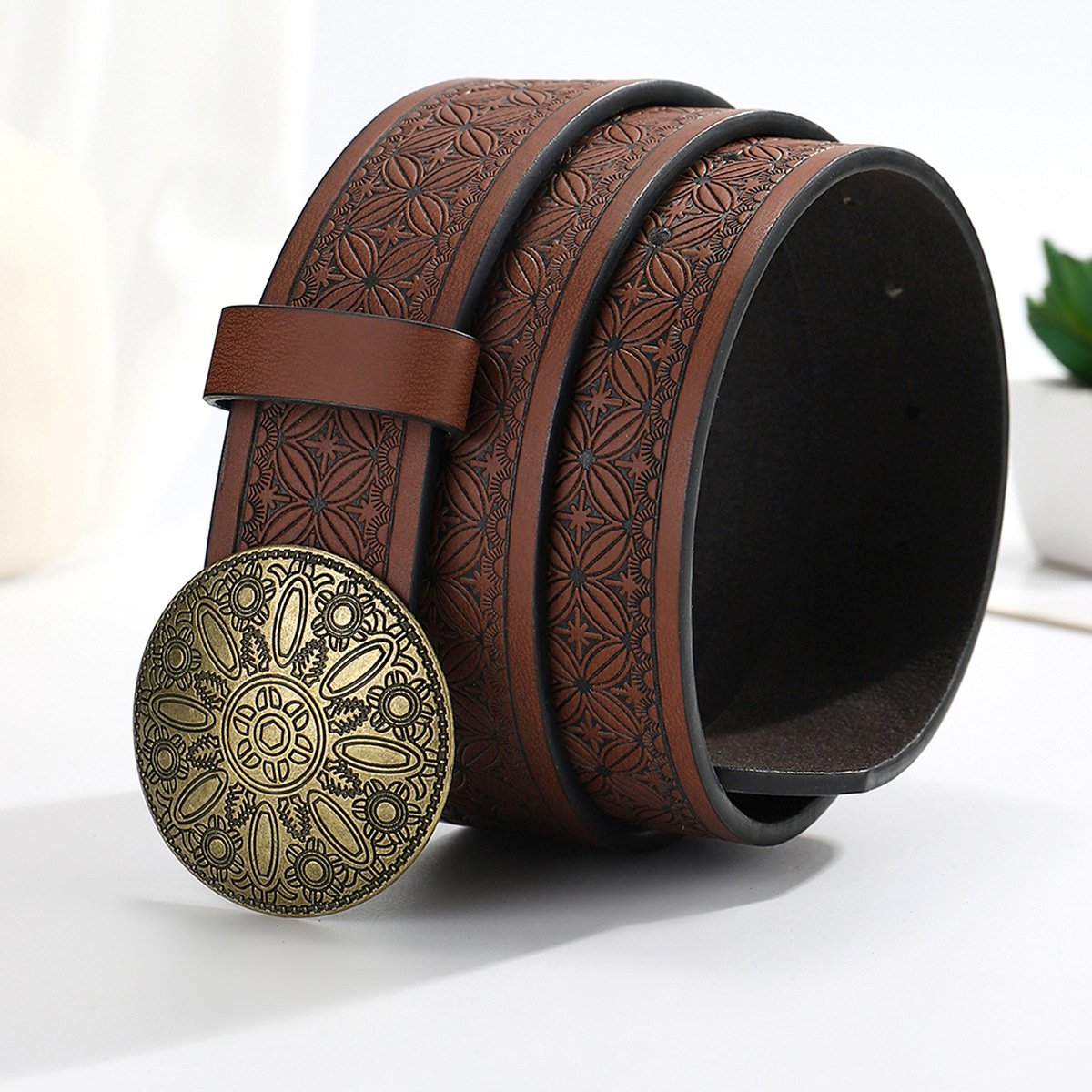 Vintage Round Alloy Engraved Belt