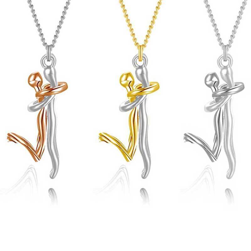 Jewelry Hug Pendant Necklace 18K Gold Couple Necklace