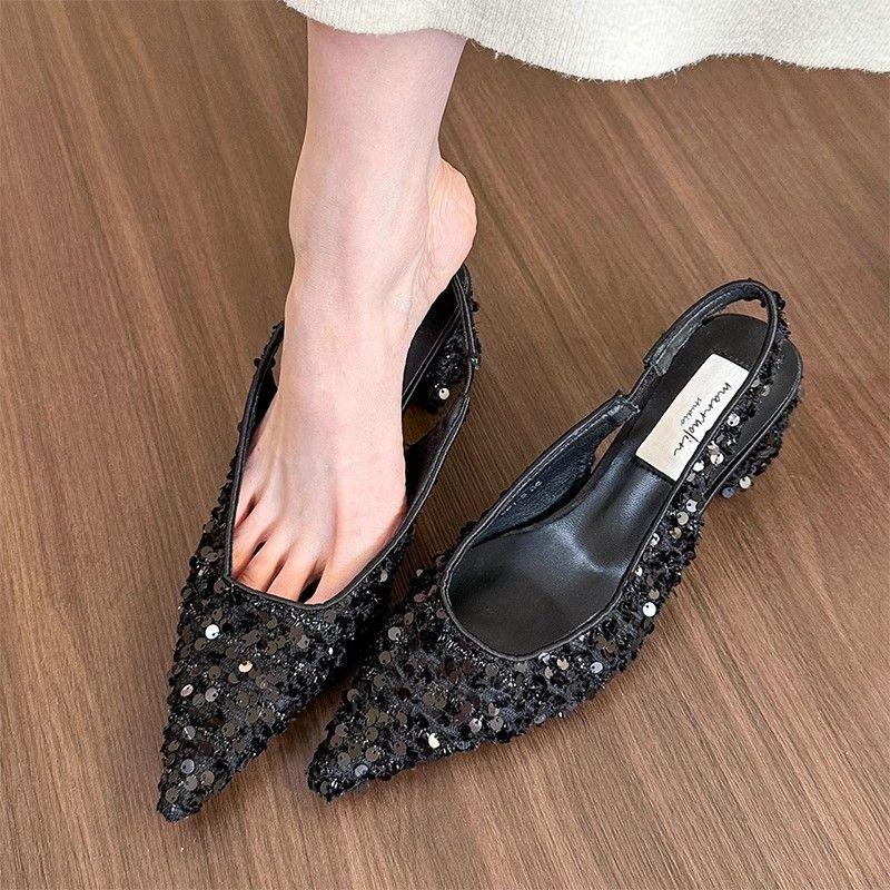 Women's pointed toe sequined sandals