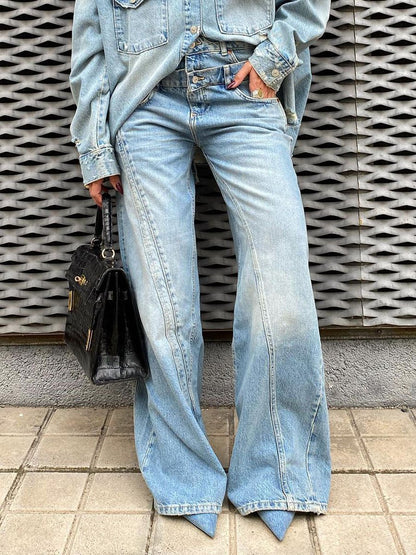 Double Waist High Waist Wide Leg Pants Jeans