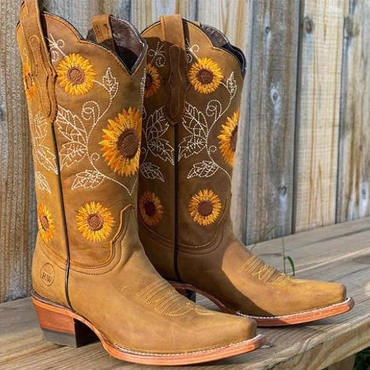 Daisy embroidered martin boots