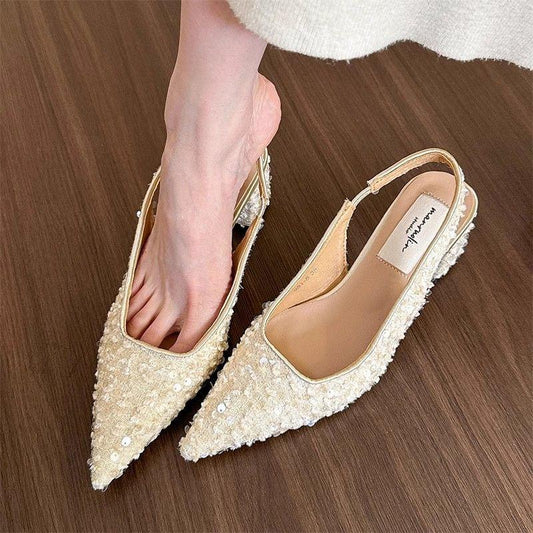 Women's pointed toe sequined sandals