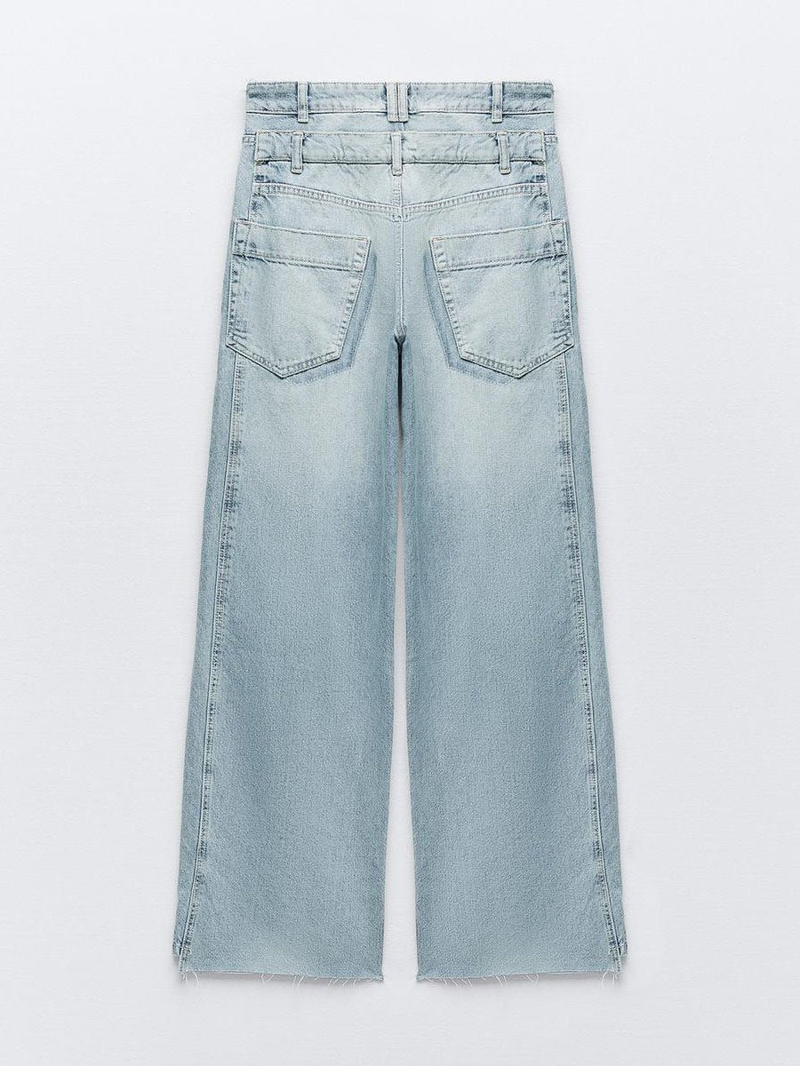 Double Waist High Waist Wide Leg Pants Jeans