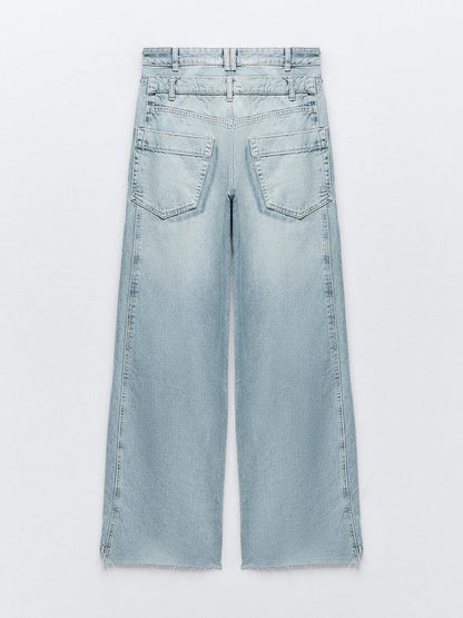 Double Waist High Waist Wide Leg Pants Jeans