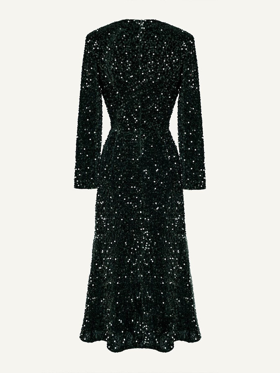 Demure Sparkling Velvet Party Dress