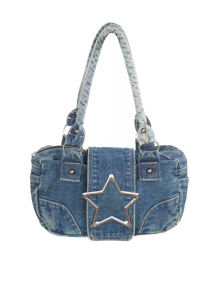 Vintage Denim Boston Underarm Bag