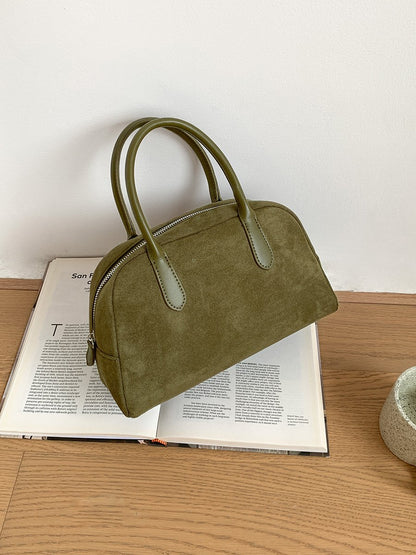 Suede Boston Tote Bag