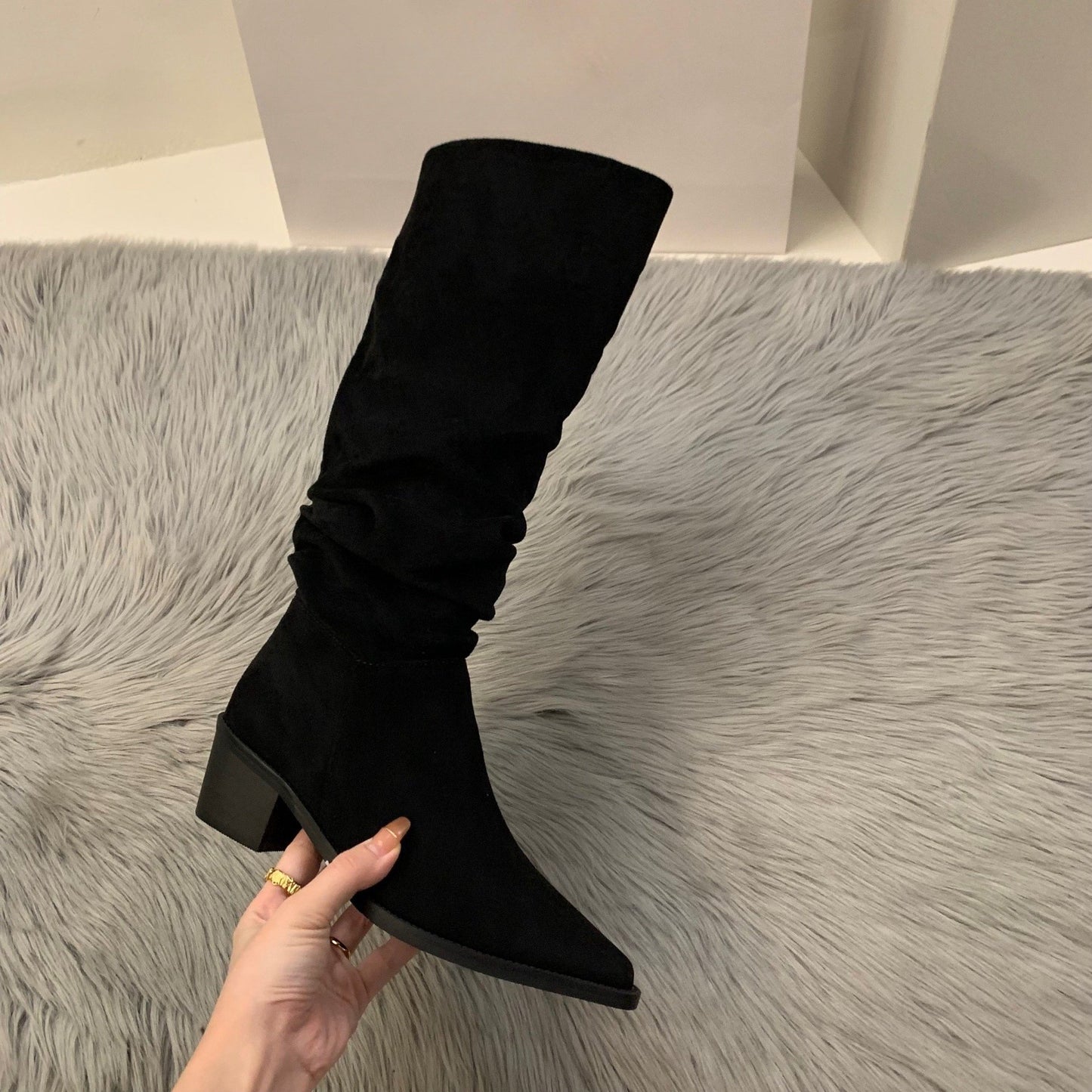 High-heeled pointed toe long knight boots