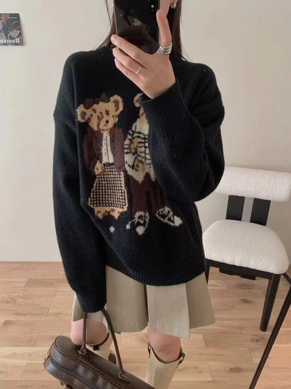 Retro Cartoon Bear Sweater Top