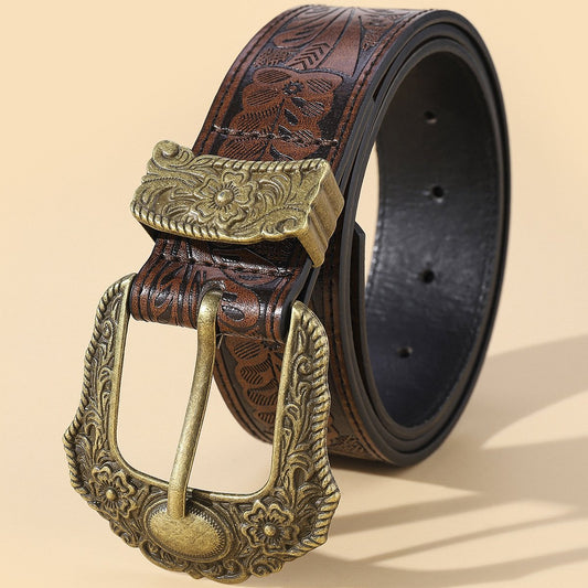 Vintage Engraving Printed Alloy Belt