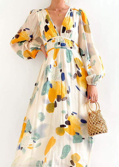 Elegant Floral Chiffon Midi Dress