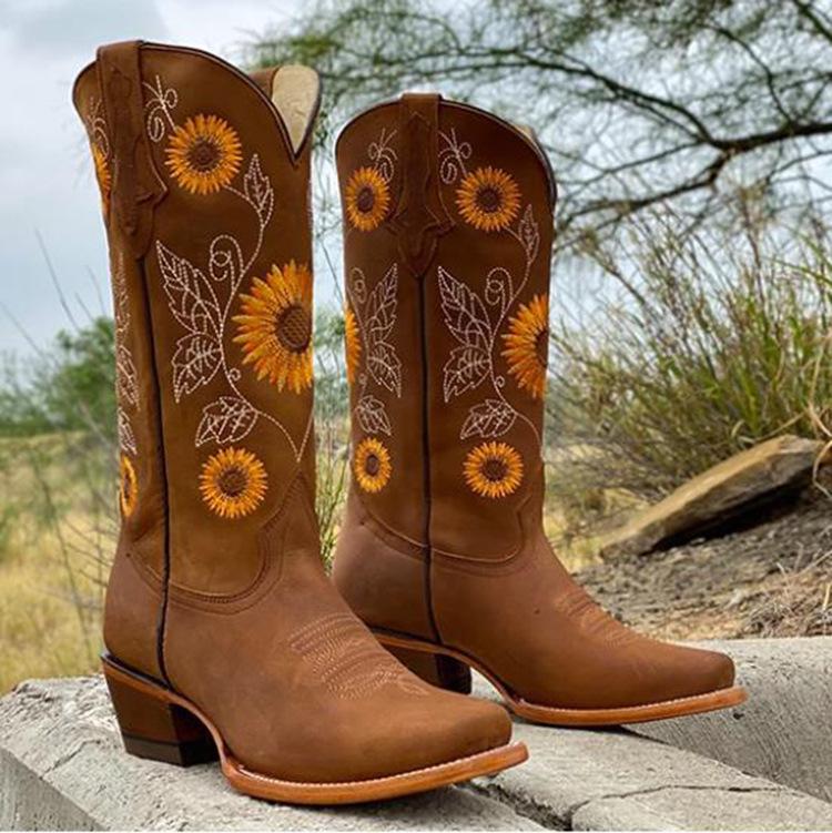 Daisy embroidered martin boots