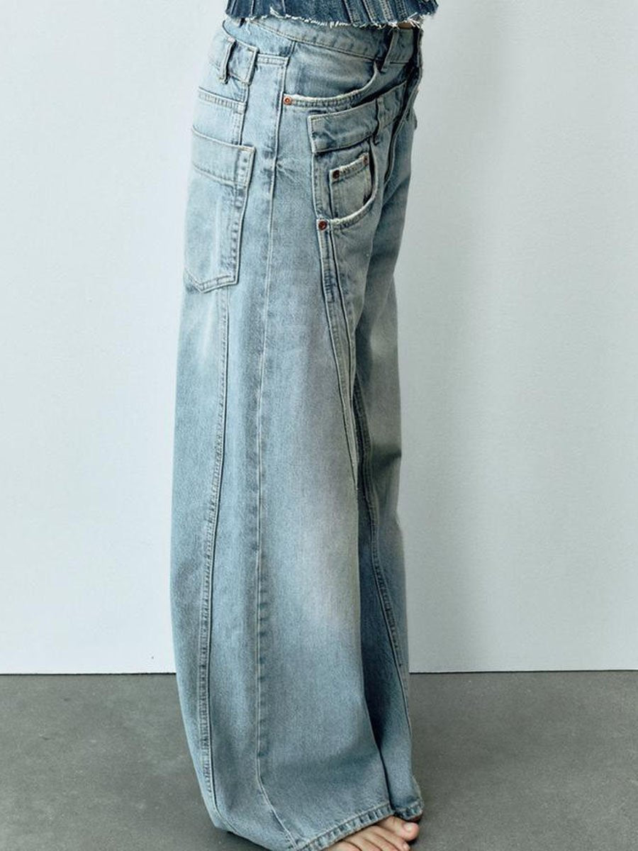 Double Waist High Waist Wide Leg Pants Jeans