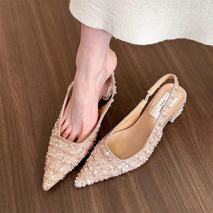 Women's pointed toe sequined sandals