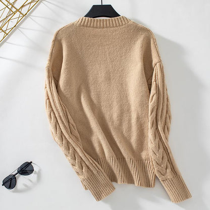 Women's Loose Solid Color Twist Sweater