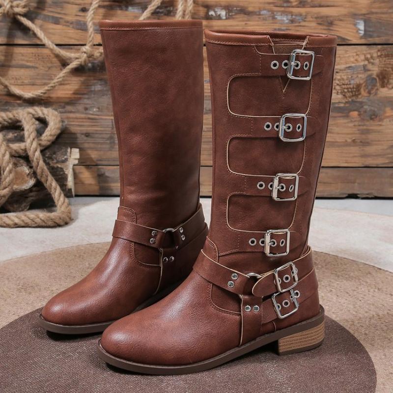 Vintage Buckle Brown Boots