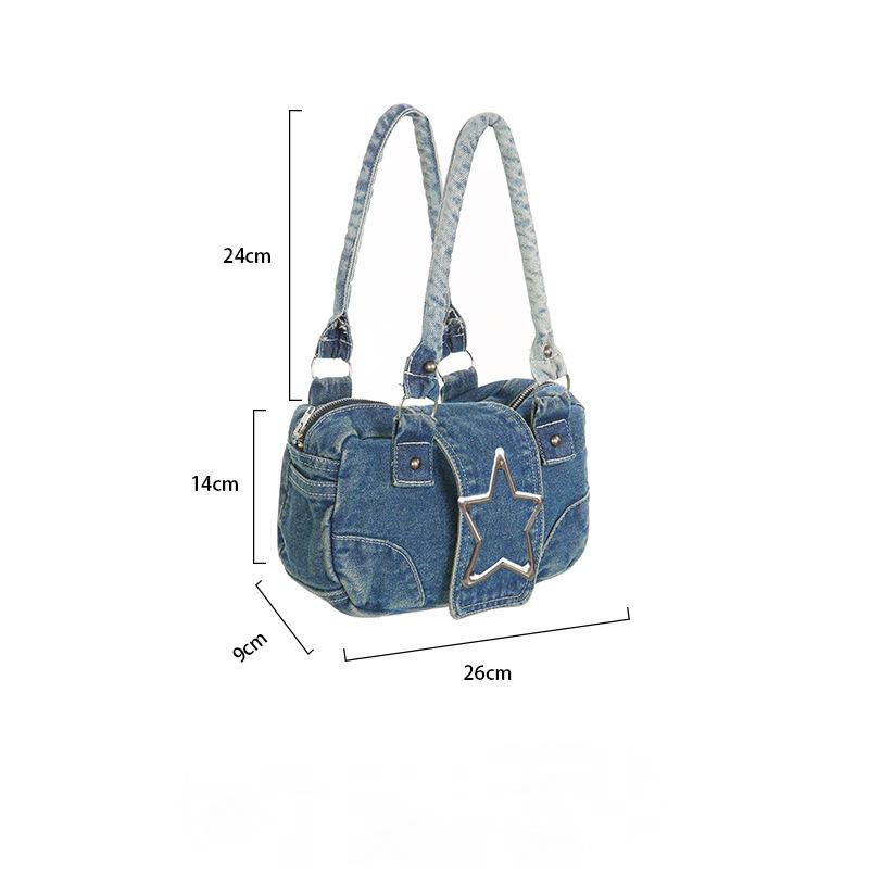 Vintage Denim Boston Underarm Bag