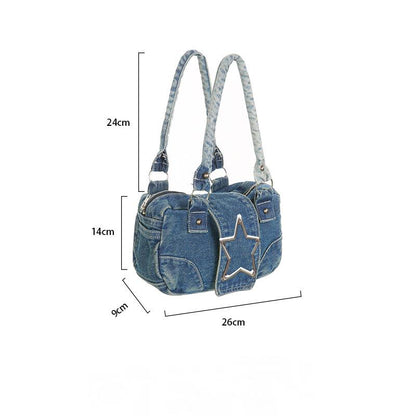 Vintage Denim Boston Underarm Bag