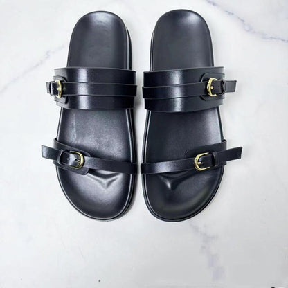 Open-Toe Buckle Beach Casual Flat Sandals