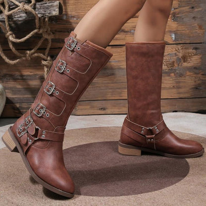 Vintage Buckle Brown Boots