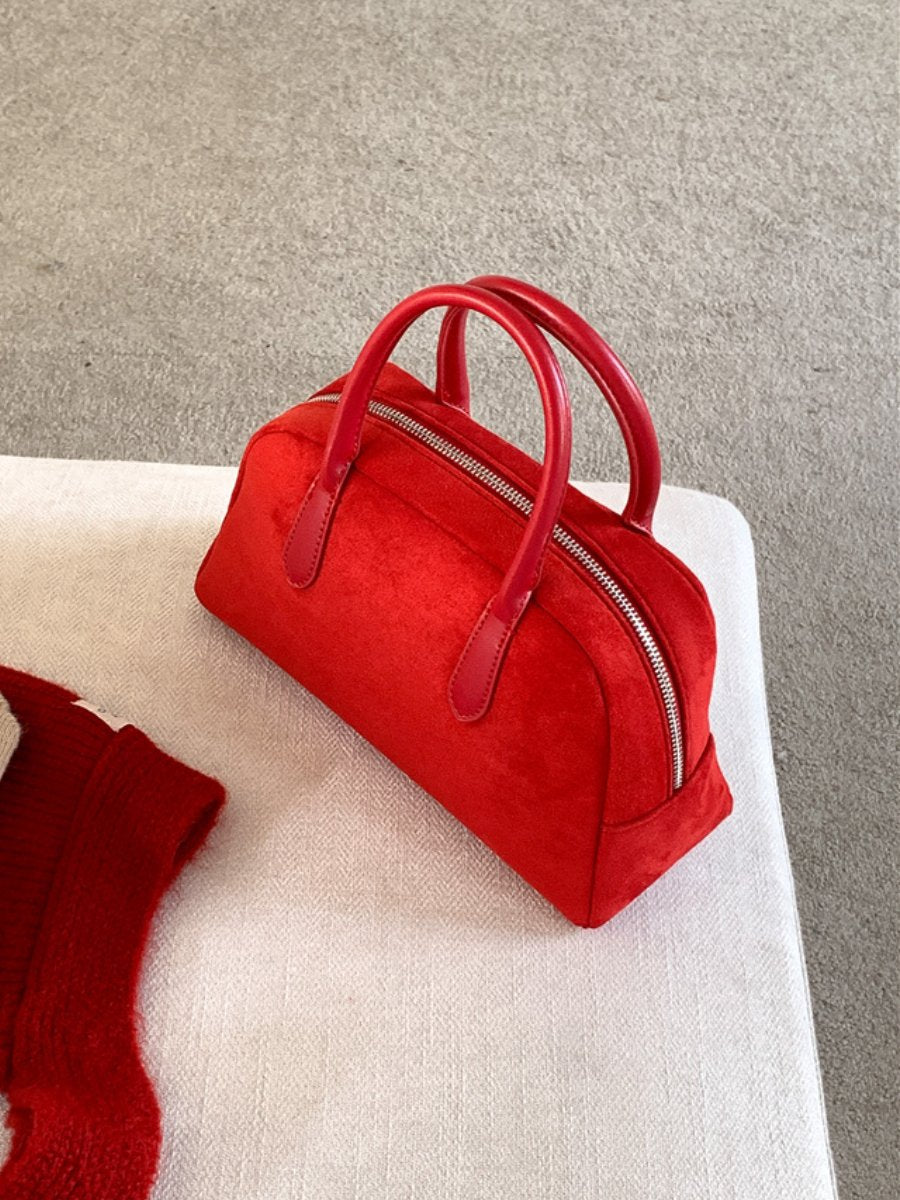 Suede Boston Tote Bag