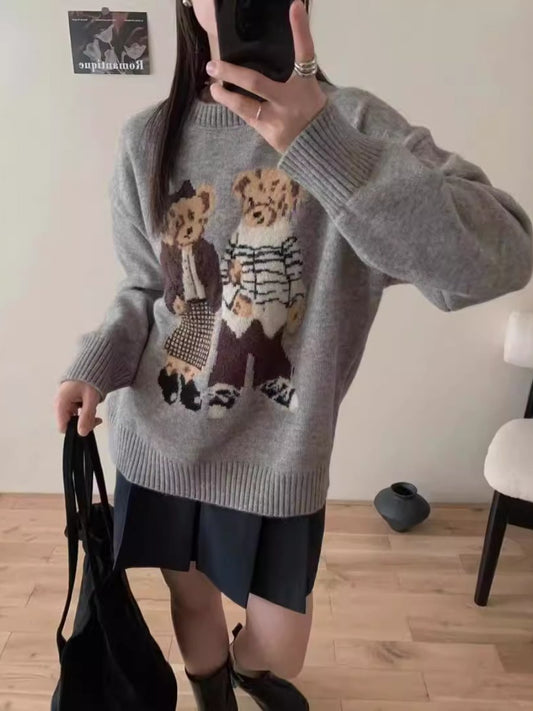 Retro Cartoon Bear Sweater Top