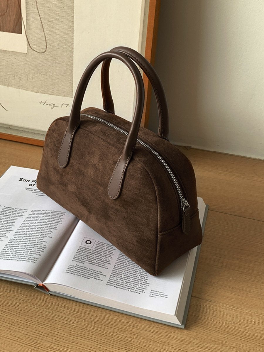 Suede Boston Tote Bag