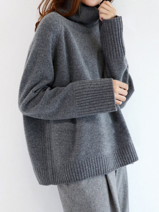 Loose lazy turtleneck sweater